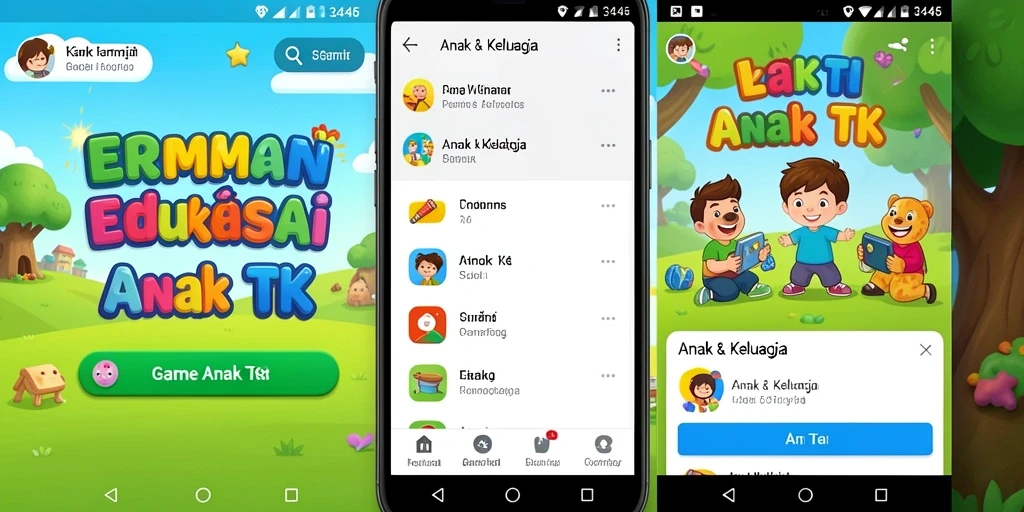 Antarmuka ceria dan interaktif dari 3446 untuk anak-anak.
