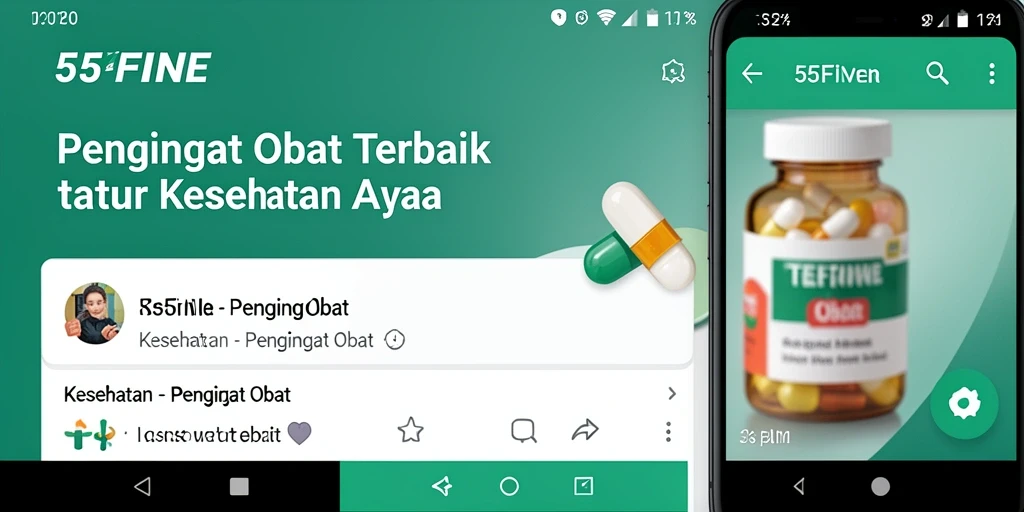 Antarmuka intuitif 55FIVE menampilkan pengingat obat yang jelas.