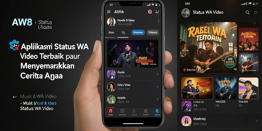 Antarmuka AW8 menampilkan pilihan video status yang beragam dan menarik.