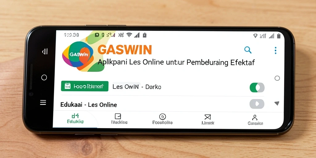 Antarmuka aplikasi GASWIN untuk les online yang interaktif.