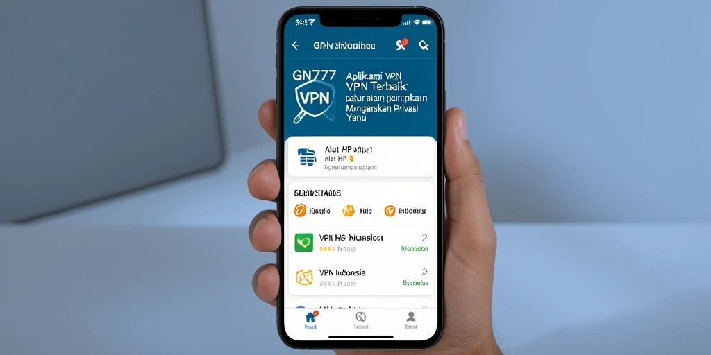 Screenshot antarmuka GN777 yang menampilkan fungsi VPN Indonesia yang intuitif.