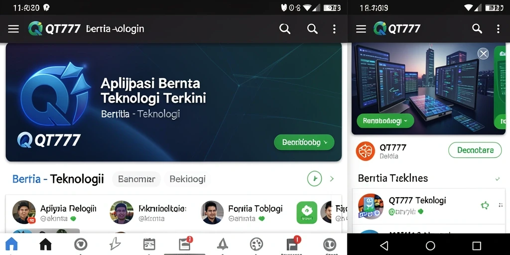 Antarmuka QT777 yang modern dan informatif untuk berita teknologi.