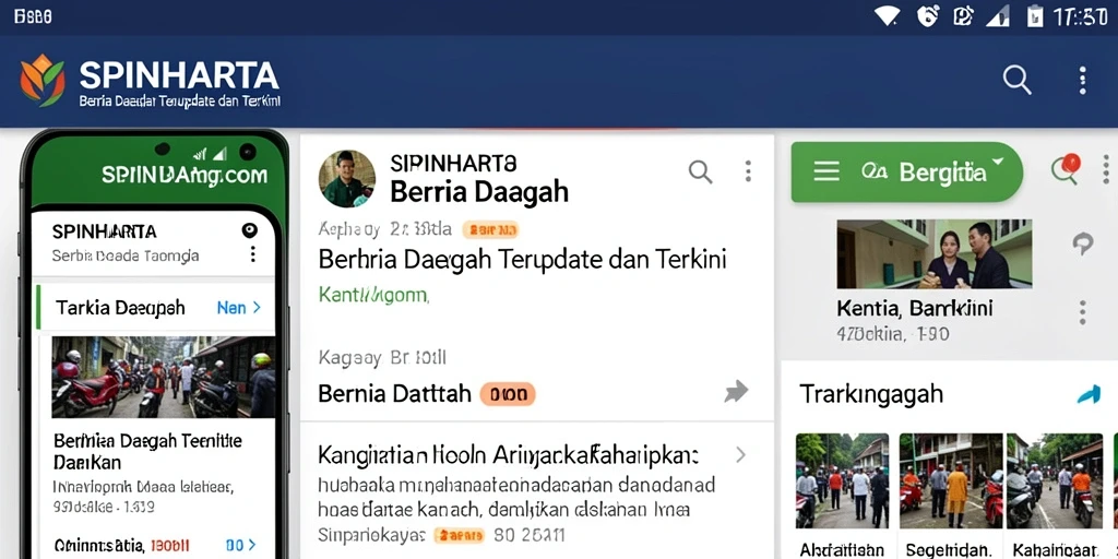 Antarmuka pengguna SPINHARTA yang menampilkan berita daerah terbaru.